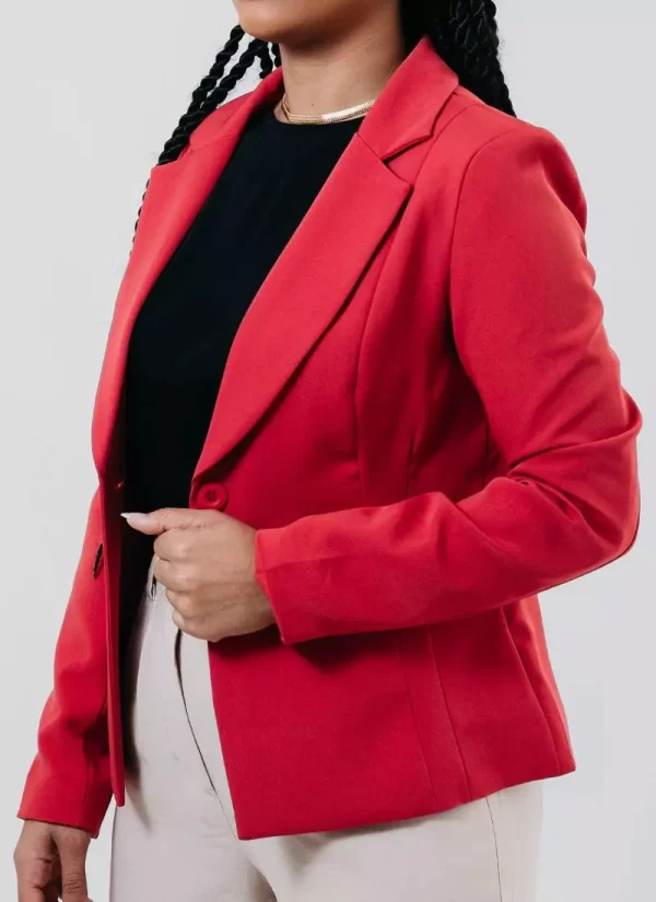 Blazer Feminino Vivid Flame – Vermelho Cintilante - Image 3