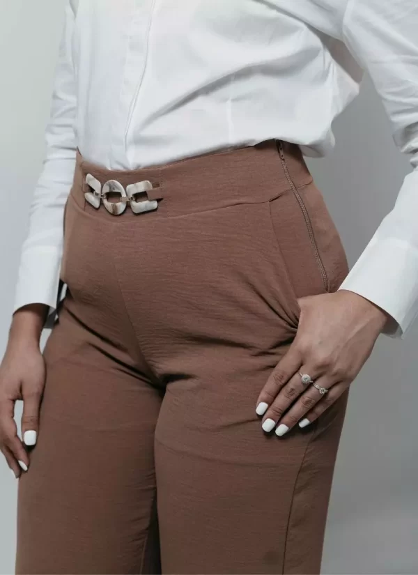 Calça Pantalona Linhas – Marrom Terra - Image 2