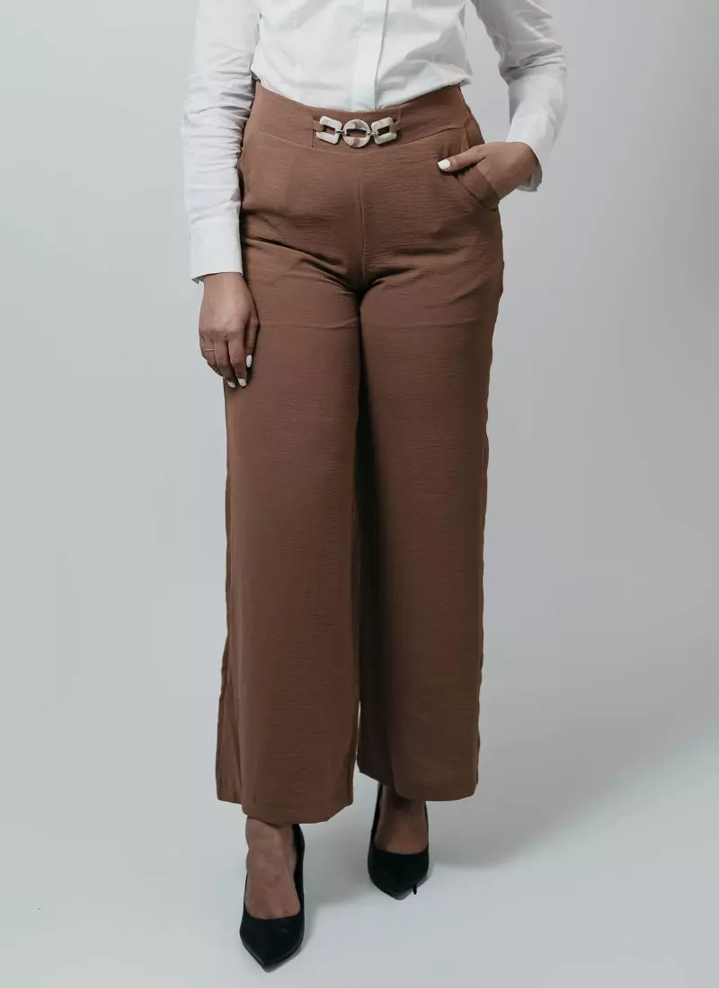 Calça Pantalona Linhas – Marrom Terra