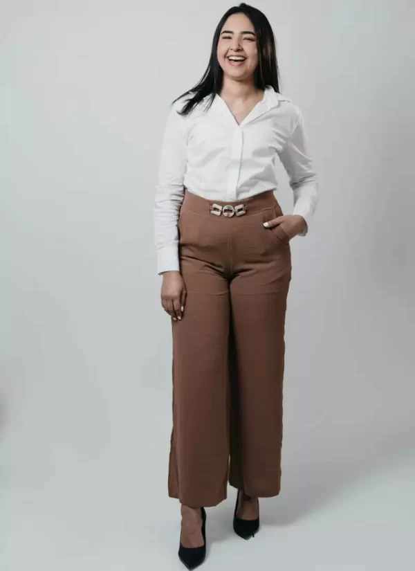 Calça Pantalona Linhas – Marrom Terra - Image 3