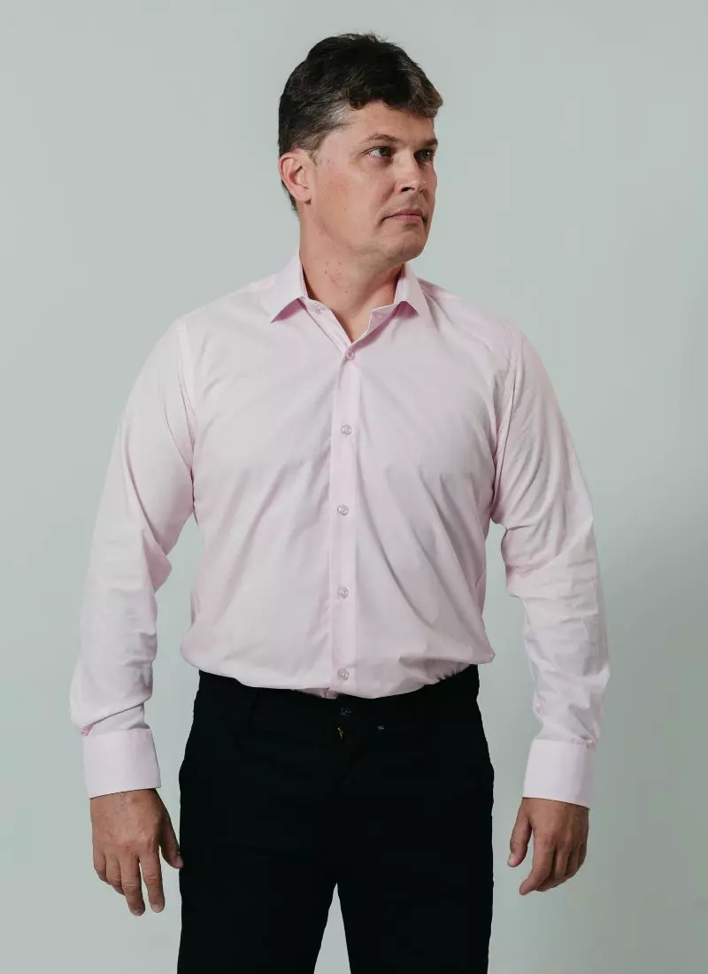 Camisa Social Masculina – Rosé Clássico