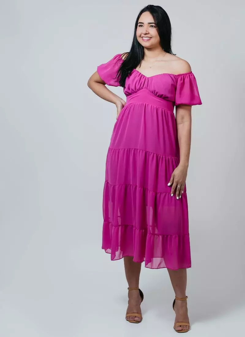 Vestido Encanto Ciganinha – Rosa Profundo